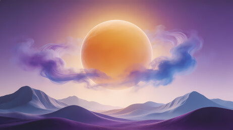 橙黄太阳映紫云