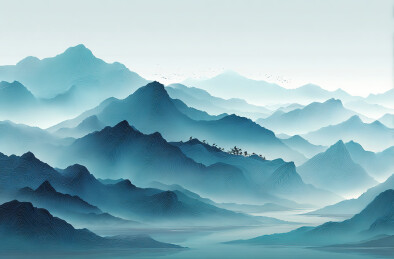 层峦叠嶂的山水画