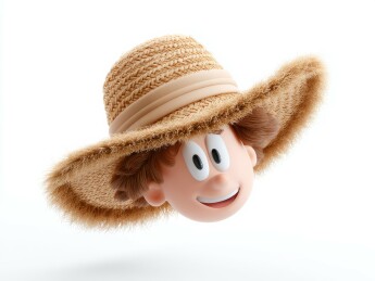  头戴草帽的卡通表情符号