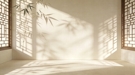 极简禅意竹影窗格中式留白背景