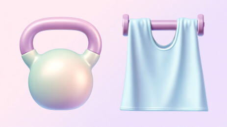 哑铃与衣物的柔和色彩组合