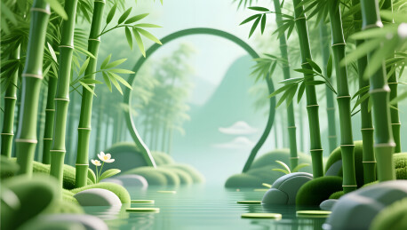 立夏节气翠绿竹林展现凉爽清透中式美学