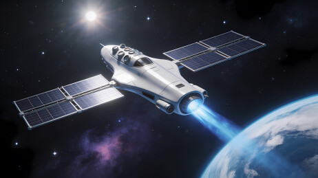 银白航天器遨游太空