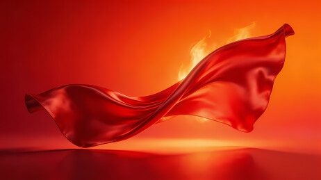 飘扬的渐变红丝绸