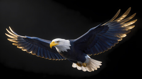 展翅飞翔的白头鹰