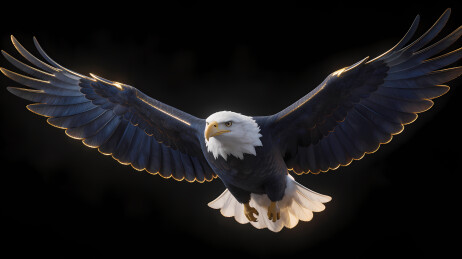 展翅白头鹰黑底