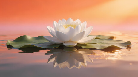 白莲盛开映水天