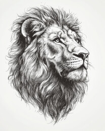 狮子的头部素描