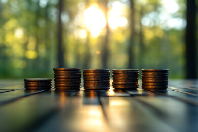 阳光下的硬币堆