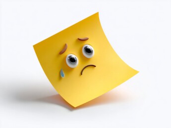黄色便签纸上的悲伤表情