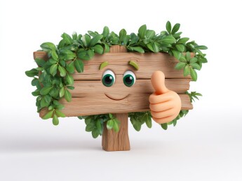 木板卡通形象竖起大拇指