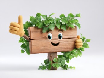 木板卡通形象竖起大拇指