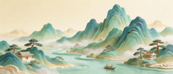 中式山水风景绘画