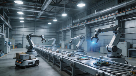 工厂内机械臂工作场景