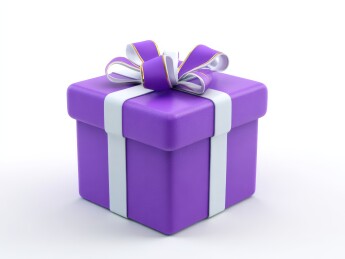 紫色礼盒配蝴蝶结
