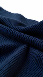 深蓝针织布料竖纹细节