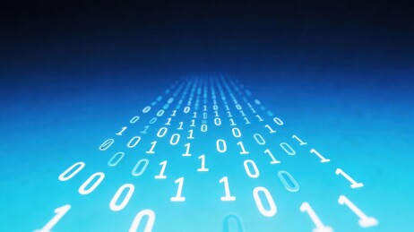 蓝色背景二进制代码流动