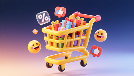 双十一购物狂欢黄色购物车满载