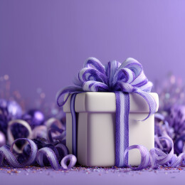 精致紫色礼盒与祝福装饰