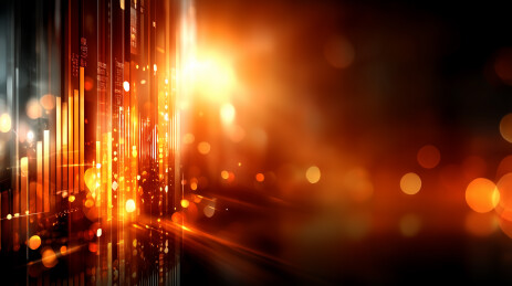 城市夜幕中闪耀的光影与高楼交织