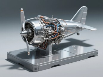 银色螺旋桨飞机引擎模型