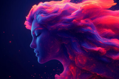 彩色烟雾状的女性侧脸