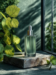 石块上的玻璃滴管瓶