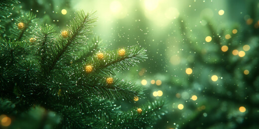 带金球的松树枝