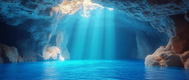 光照下的洞穴水面