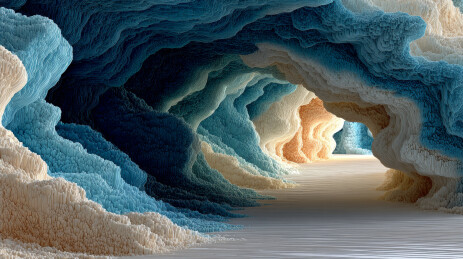 蓝白相间的层状洞穴