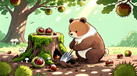 小熊挖栗子森林场景