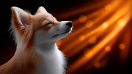 闭着眼睛的小狗