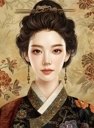 传统韩服女子肖像