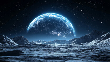 星空下的蓝色星球