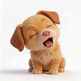 高清中华田园犬小狗3D卡通插画