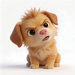 高清中华田园犬小狗3D卡通插画