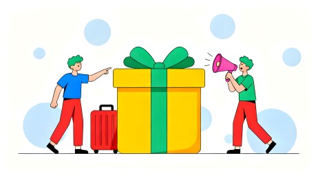 两人与大礼盒互动场景