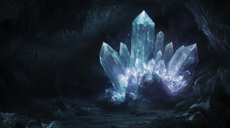 洞穴中的发光水晶群