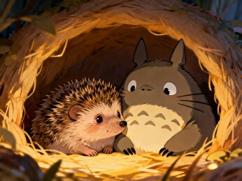 刺猬与龙猫同居草窝