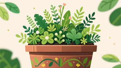 卡通绿植物插画