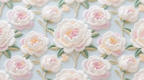 粉色花朵刺绣布料图案