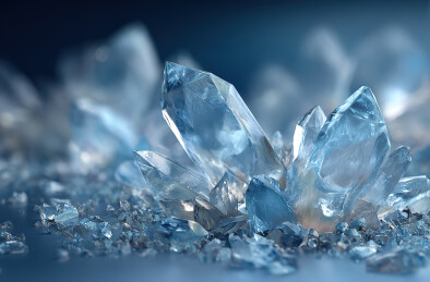 晶莹剔透的蓝色水晶簇