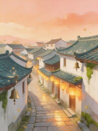 古风巷弄夜灯映照