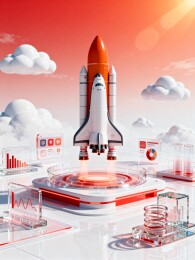 未来科技航天器发射场景
