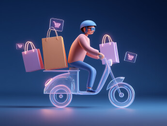 3D卡通电商订单骑手  