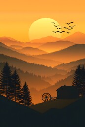 夕阳余晖中的乡间桥墩