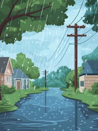 暴雨过后的街道景象