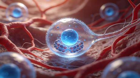 显微镜下的病毒细胞科技背景