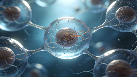 显微镜下的病毒细胞科技背景