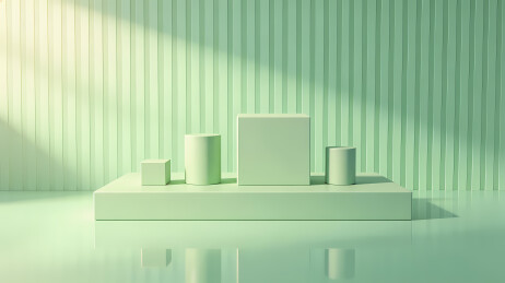 白色方体与绿墙
